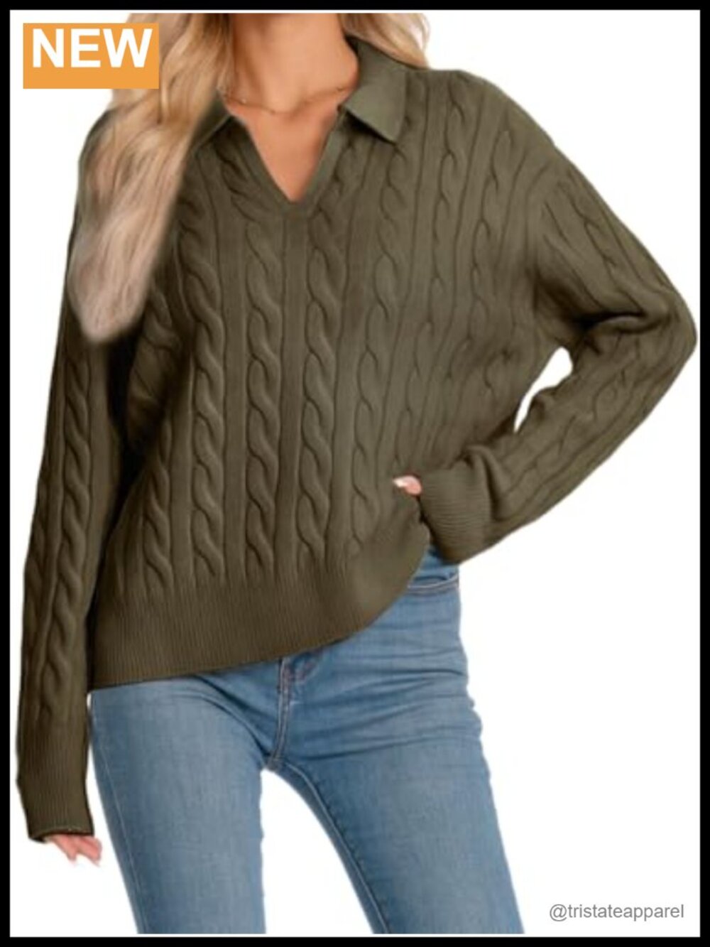 Oversized Cable Knit Sweater Women Chunky V Neck Pullover Fall Winter Long